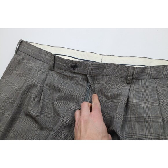 Vtg 90s Ralph Lauren Mens 42x30 Distressed Rayon Gabardine Wide Leg Chino Pants - Picture 10 of 16